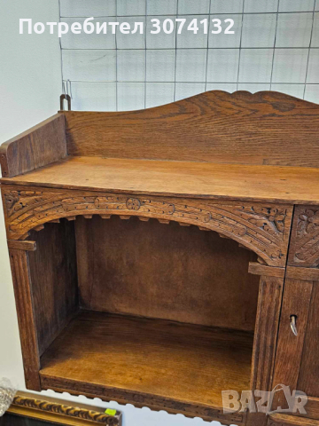 Шкафче за стена с дърворезба и порцеланови буркани, снимка 3 - Шкафове - 44719586