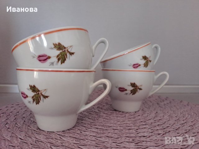 Чаша за чай "Горски слез" на "Китка" Нови пазар Български порцелан Ретро, снимка 5 - Чаши - 40252616