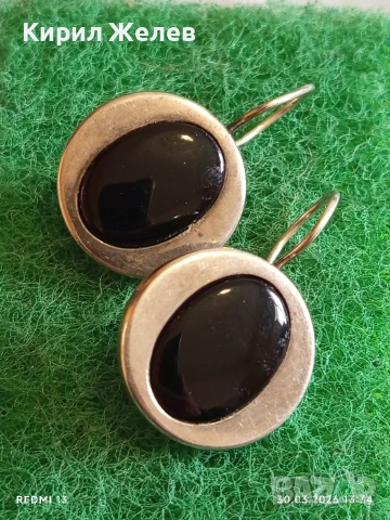 Класически модел сребърни обеци с овални елементи инкрустирани с черен ОНИКС 71441, снимка 5 - Обеци - 54025763