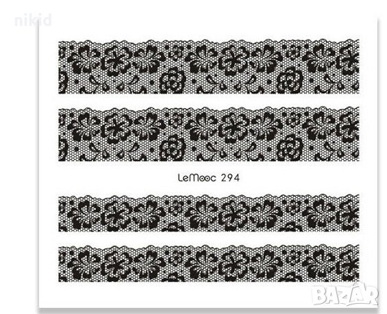 LEMOOC 294 черна ситна мрежа с цветя хибискус каркаде ваденки слайдер водни стикери за нокти маникюр