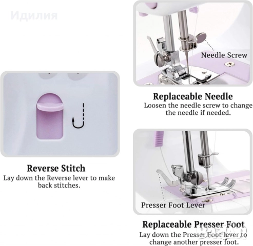 Мини шевна машина с 12 различни вида шевове SM-505A, снимка 4 - Шевни машини - 51696833