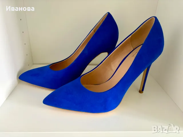 Елегантни сини токчета. Обувки в син цвят, снимка 5 - Дамски елегантни обувки - 50140237