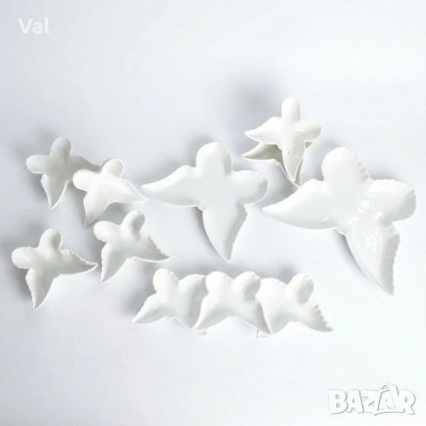 Елегантен комплект за сервиране от висококачествен порцелан, дизайн "Пеперуда" - 9 части