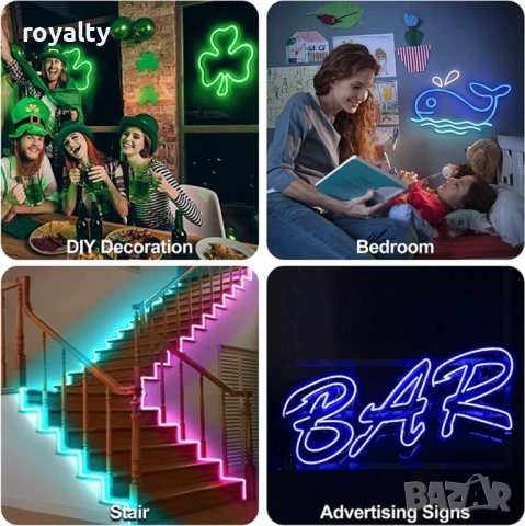 Неонови LED лентови светлини. Водоустойчиво осветление, 4.5 метра лента. Заложете на модерния блясък, снимка 3 - Декорация за дома - 52122002
