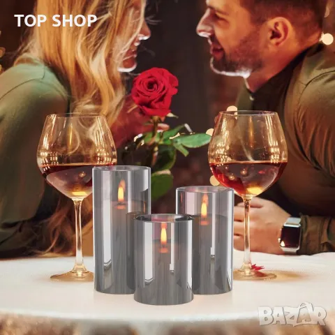 Evglim LED безпламъчни мигащи свещи, дистанционно, Комплект от 3 x H4''/5''/6'', снимка 2 - Декорация за дома - 49546319