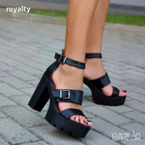 Сандали на ток - Кожа, снимка 2 - Сандали - 49671786