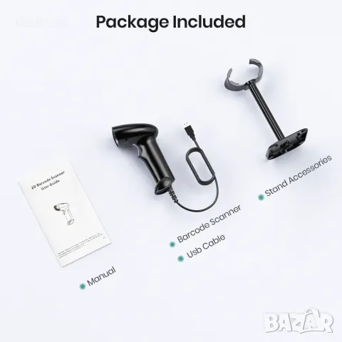 Скенер за баркодове Anyeast със стойка, USB кабелен инвентарен 2D/1D QR код скенер, снимка 9 - Друга електроника - 49885950