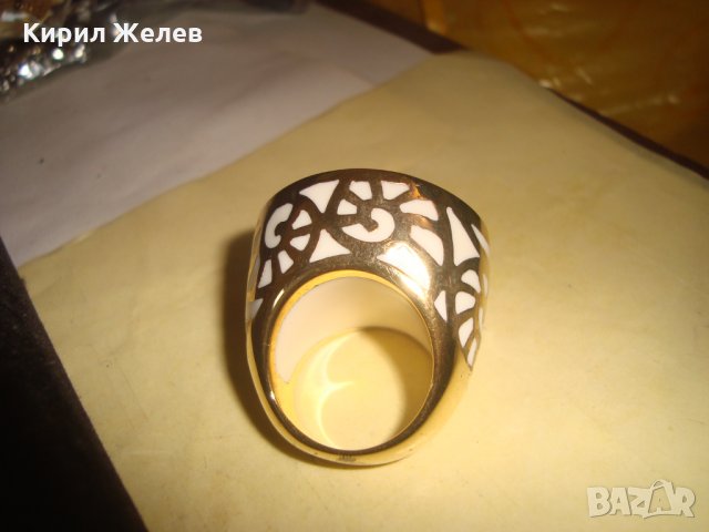 ФЕШЪН ПОЗЛАТЕНА СТОМАНА и БИЖУТЕРСКА СПЕЦ. СПЛАВ СМОЛА АРТ ДИЗАЙН ПРЪСТЕН - КРАСОТА! 25049, снимка 9 - Пръстени - 34508450
