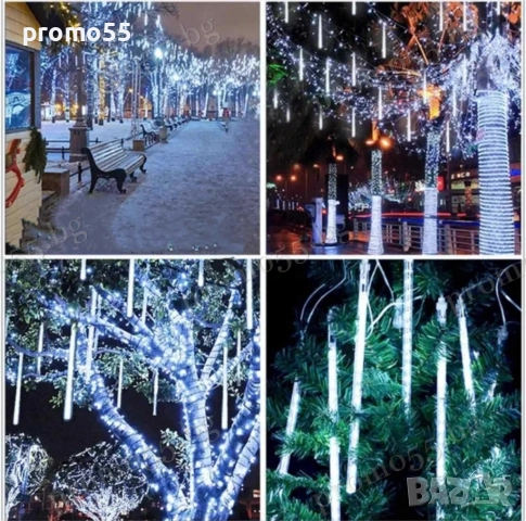 Коледни Лед Висулки Искрящ Падащ Сняг 8Брх48см., снимка 6 - Декорация за дома - 52336904