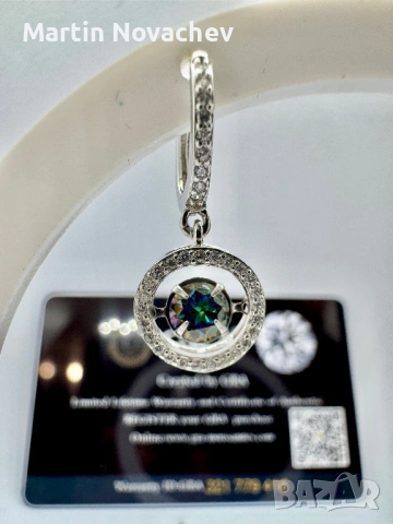 Сребърни обеци с мойсанит (Диамант) 0.5 карата, снимка 3 - Обеци - 54129856