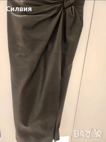 Нова дълга черна кожена рокля от естествена / истинска кожа, размер "М", снимка 2 - Рокли - 54080139