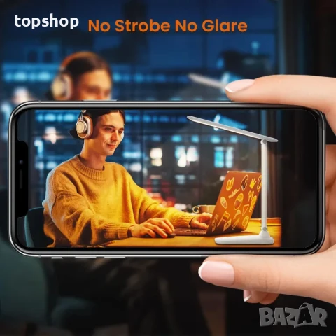 НОВА LED настолна лампа, USB type C, сгъваема, 5 цвята на осветление и 100%~15% нива на яркост, снимка 4 - Настолни лампи - 50501878