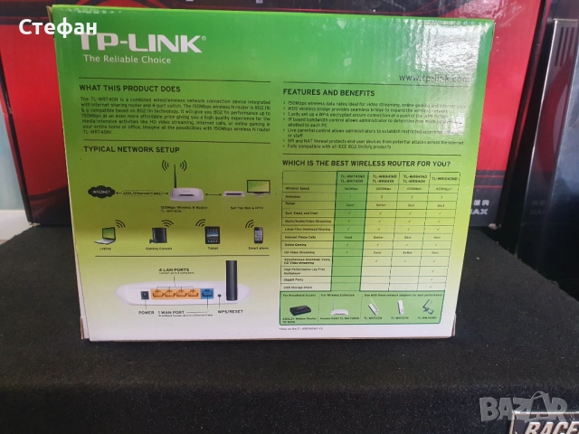 Рутер TP-Link TL-WR740NПълен комплект.  В отлично техническо и визуално състояние., снимка 5 - Рутери - 51971334