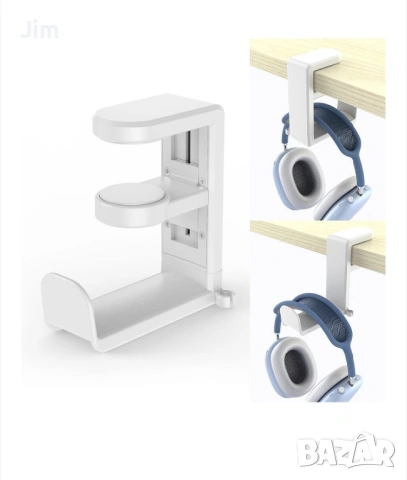 Държач за слушалки Xuigort, с държач за кабел, спестяване на място, черен, 17x11x3,8 см, снимка 4 - Слушалки, hands-free - 54155397