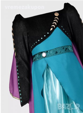 Невероятна луксозна рокля на Анна от Замръзналото кралство 2 с невероятен шлейф, снимка 2 - Детски рокли и поли - 29088902