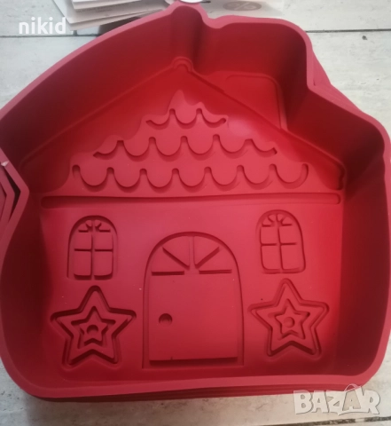 Голяма Коледна къща къщичка Джинджифилова силиконов молд силиконова форма за кекс сладкиш десерт , снимка 2 - Форми - 52542585