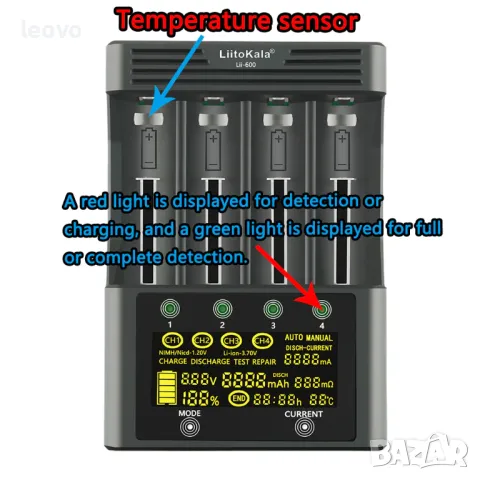 Професионално интелигентно зарядно - LiitoKala Lii-600.  Българско ръководство, снимка 8 - Батерии, зарядни - 50104517
