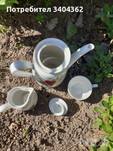 Български порцелан троен сет роза маркировка, снимка 3 - Антикварни и старинни предмети - 50910147