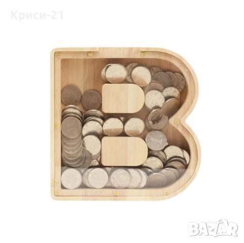 Касичка за монети изработена от дърво, снимка 3 - Декорация за дома - 44727618