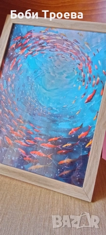 абстрактно платно с подводни риби - Ярки коралови рифове и морски живот, Модерен постер за декорация