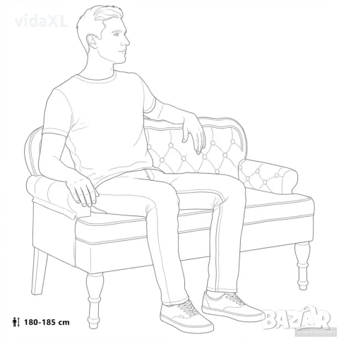 vidaXL Пейка с облегалка, синя, 119,5x64,5x75 см, кадифе, снимка 9 - Дивани и мека мебел - 56147394