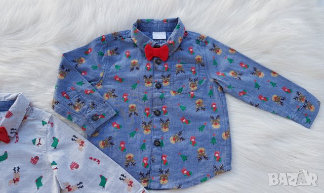Коледна риза с папионка F&F за бебе 9-12 месеца