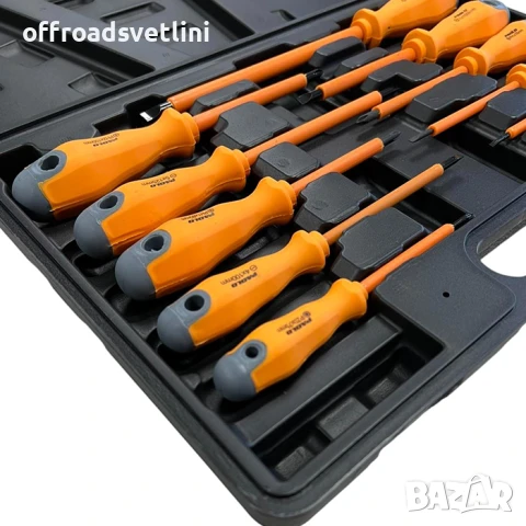 Комплект Изолирани Отвертки 11 бр. – Плоски и Кръстати, снимка 3 - Отвертки - 50824241