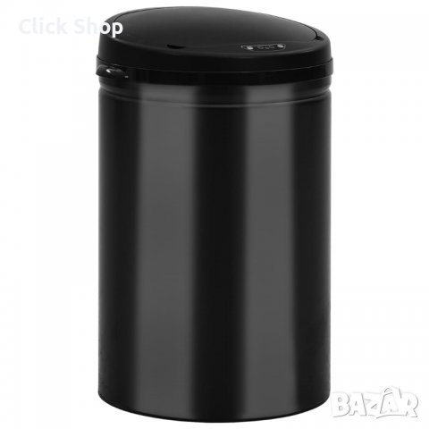 Кош за смет с автоматичен сензор 30 л въглеродна стомана черен, снимка 5 - Мопове, кофи, четки и метли - 37693321