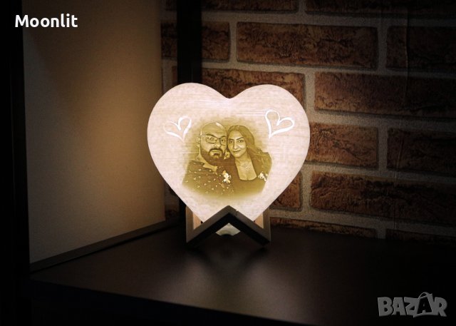 3d Персонализирана лампа сърце със снимка и текст - 4 размера/ 3 или 16 цвята на светлината, снимка 4 - Арт сувенири - 35562502