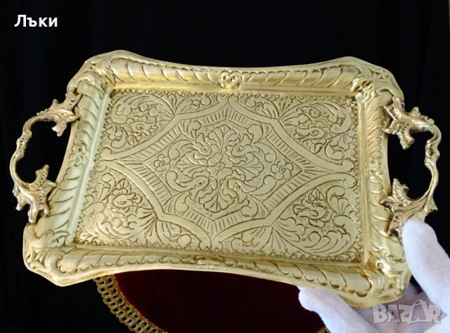 Бронзов поднос,плато с приказни орнаменти. , снимка 7 - Антикварни и старинни предмети - 51597035