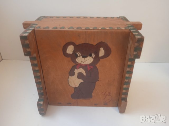 Стара дървена ръчно рисувана кутия, снимка 5 - Колекции - 42924972