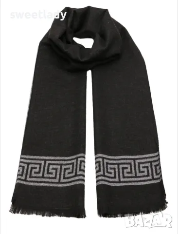 Елегантен мъжки шал сиво и черно на мотиви, снимка 3 - Шалове - 48183560