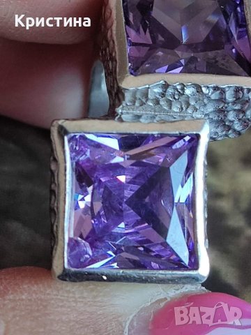 Красив сребърен пръстен с Пурпурен Аметист , снимка 3 - Пръстени - 40741582