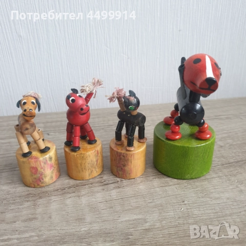Дървени танцуващи сгъваеми играчки за бутане с палец -4 броя, снимка 2 - Антикварни и старинни предмети - 52669986