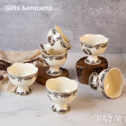 Порцеланов комплект за крем или сладолед, снимка 1