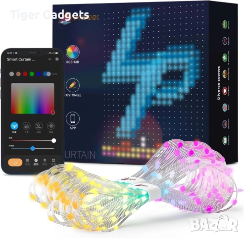 LPHIANX LED завеса 540 LED WiFi RGB с дистанционно и APP управление водоустойчива