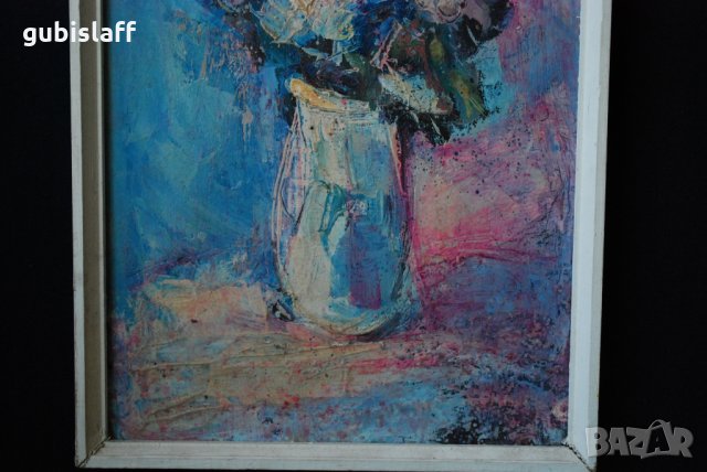 Стара картина, Цветя, Камен Крумов, снимка 5 - Картини - 31977595