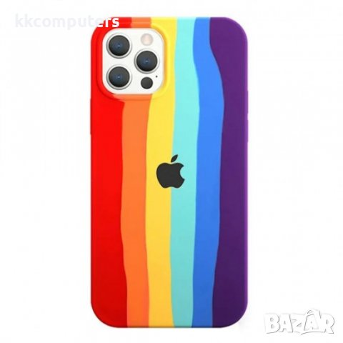 Силиконов кейс Silicone Case за Apple, За iPhone 11 (6.1), Многоцветен, Червена дъга, снимка 1 - Калъфи, кейсове - 37815394