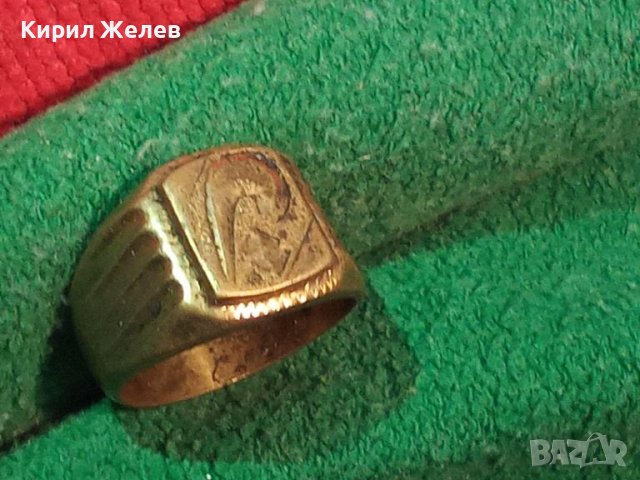 КРАСИВО ОРНАМЕНТИРАН Златист Пръстен стар бронзов РЪЧНА ИЗРАБОТКА 58181, снимка 2 - Антикварни и старинни предмети - 33544695