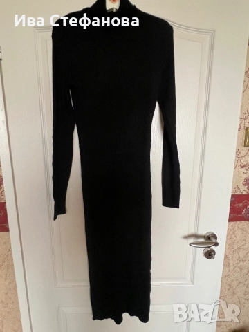 Уникална нова спортно елегантна ежедневна дълга елегантна черна рокля рипс . , снимка 5 - Рокли - 52842147