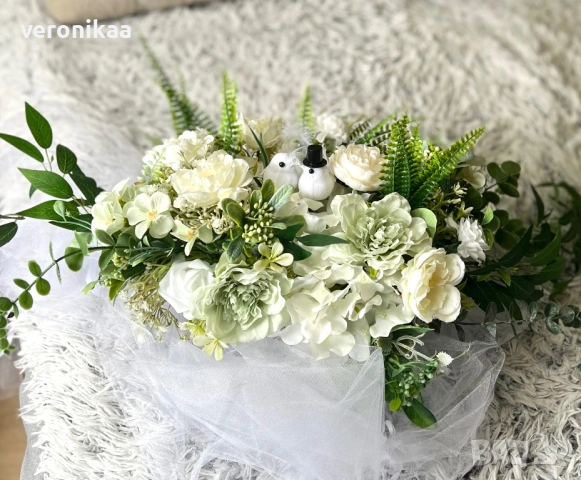 Сватбена украса за автомобил с тюл, снимка 2 - Декорация - 54029902