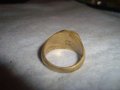 СТАР РЕТРО АРТ ДЕКО РЪЧНО ОРНАМЕНТИРАН ПОЗЛАТЕН ПРЪСТЕН от НЕРЪЖДАЕМА СТОМАНА с ПЕЧАТИ 585 14К 27573, снимка 12