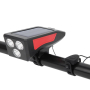 Соларна / USB акумулаторна LED светлина за велосипед с клаксон, 350Lum, снимка 1 - Аксесоари за велосипеди - 30315167