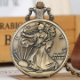  Кварцов джобен часовник със статуята на свободата, снимка 1 - Мъжки - 44653222