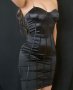 Черна рокля сатен с верижки Avin Alessa Cliche, снимка 5