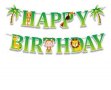 Happy Birthday Диви Зоо Сафари животни Парти Гирлянд Флаг Банер рожден ден украса декор, снимка 1