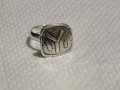 стар мъжки сребърен пръстен със руническият знак IYI – символ на българската държавност, руни, снимка 1 - Пръстени - 31120483