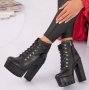 Боти на ток - черна кожа с черно ходило - BT14, снимка 1