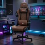 Ергономичен кафяв геймърски стол с поставка за крака, регулируема височина и 3D подлакътници, снимка 4