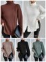 Дамски ежедневен широк пуловер с висока яка и цепка, 5цвята - 023  , снимка 1 - Блузи с дълъг ръкав и пуловери - 42911716